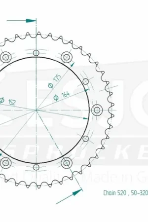 Professioneel ESJOT - REAR STEEL 43T, 520 - Sprockets - Stevig staal