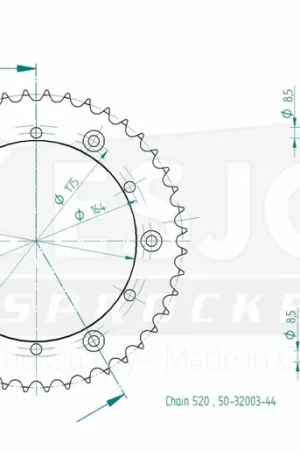 ESJOT - REAR STEEL 44T, 520 - Sprockets - Duurzaam en Betrouwbaar Gratis Retour