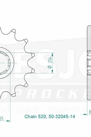 Koop Online ESJOT - FRONT 14T, 520 - Sprockets - Onderdeel voor motoren