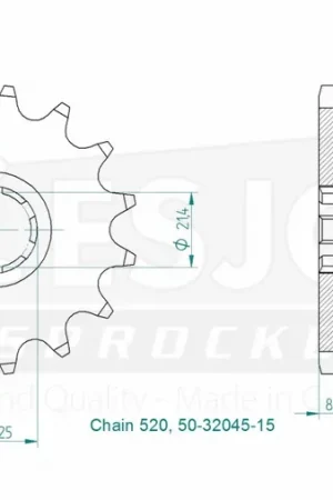 ESJOT - FRONT 15T, 520 - Sprockets - 15T Topkwaliteit