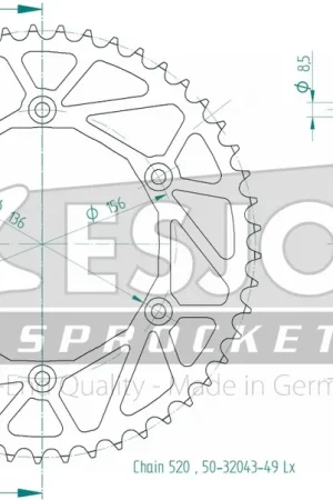 ESJOT - REAR STEEL LIGHT 49T, 520 - Sprockets - Staal Limited Edition