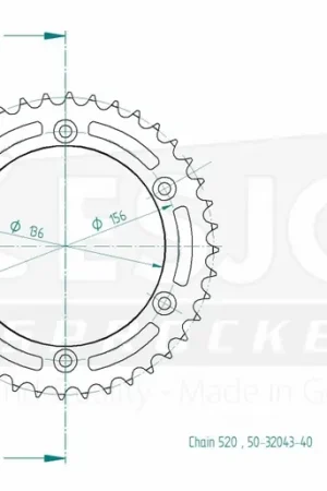 ESJOT - REAR STEEL 40T, 520 - Sprockets - Hoogwaardige staalconstructie Op = Op