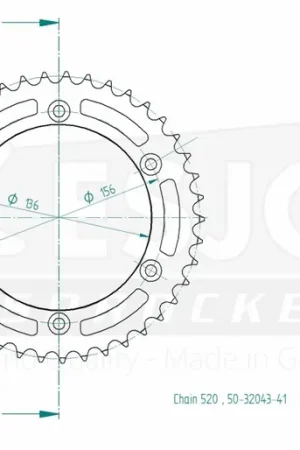 Alleen Vandaag ESJOT - REAR STEEL 41T, 520 - Sprockets - Stalen constructie