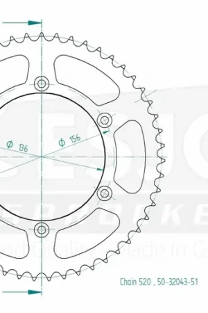 Fabrieksprijs ESJOT - REAR STEEL 51T, 520 - Sprockets - Compatibel met Husqvarna en Suzuki