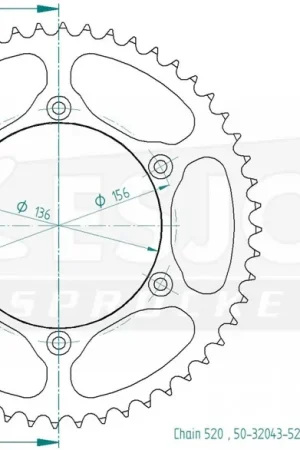 ESJOT - REAR STEEL 52T, 520 - Sprockets - ULTRALIGHT BLACK Modern