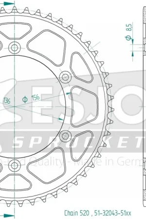 ESJOT - REAR ALU 51T, 520 - Sprockets - Alu 51T Voordeelprijs