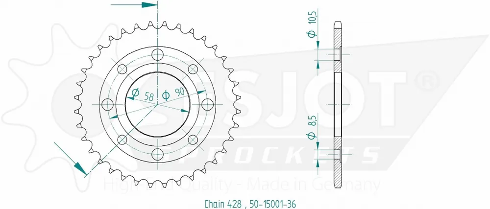 ESJOT - REAR STEEL 36T, 428 - Sprockets - Duurzaam en Betrouwbaar Veilige Betaling