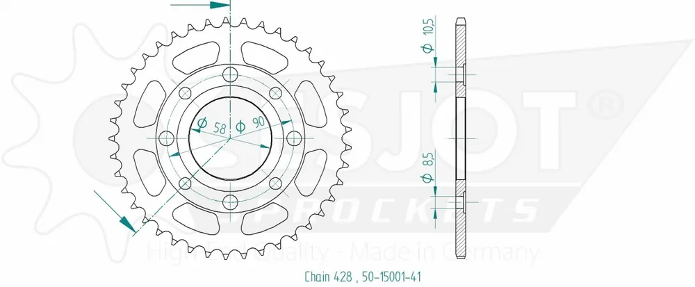 ESJOT - REAR STEEL 41T, 428 - Sprockets - Duurzaam en Betrouwbaar Exclusief