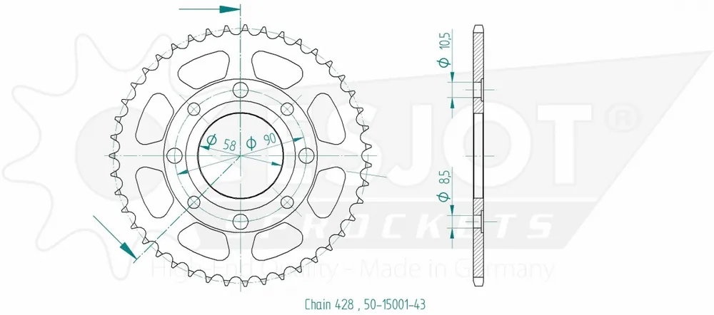 ESJOT - REAR STEEL 43T, 428 - Sprockets - Compatibel met Honda Koop Online