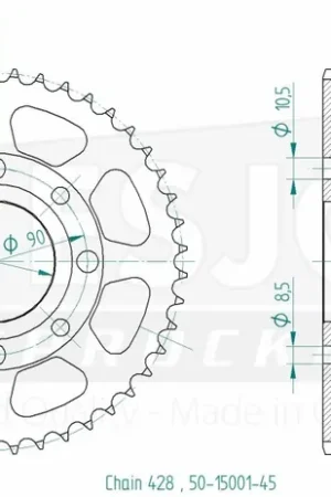 Bulkbestelling ESJOT - REAR STEEL 45T, 428 - Sprockets - Hoogwaardige staalconstructie