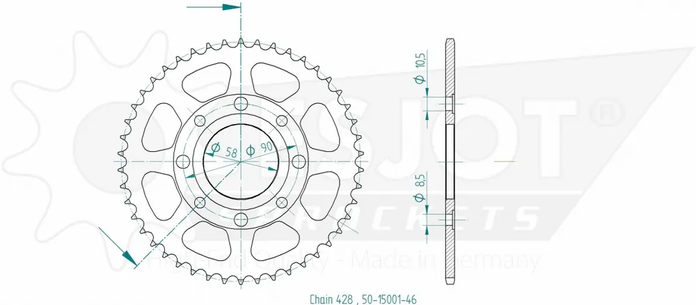 ESJOT - REAR STEEL 46T, 428 - Sprockets - Duurzaam en Betrouwbaar Wereldwijde Verzending