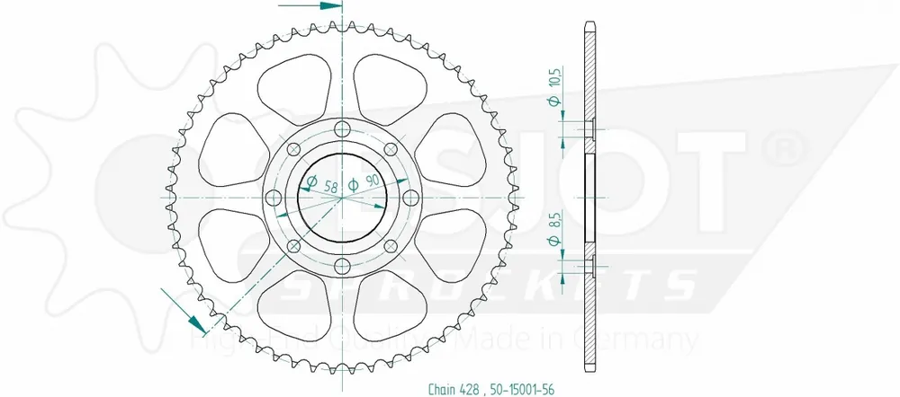 Superprijs ESJOT - REAR STEEL 56T, 428 - Sprockets - Duurzaam en Betrouwbaar