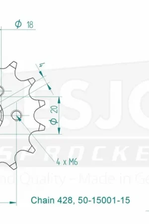ESJOT - FRONT 15T, 428 - Sprockets - 15T, 428 Nieuw