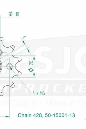 Tijdelijk Beschikbaar ESJOT - FRONT 13T, 428 - Sprockets - 13T Tanden