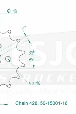 Direct Beschikbaar ESJOT - FRONT 16T, 428 - Sprockets - Compatibel met Honda-modellen
