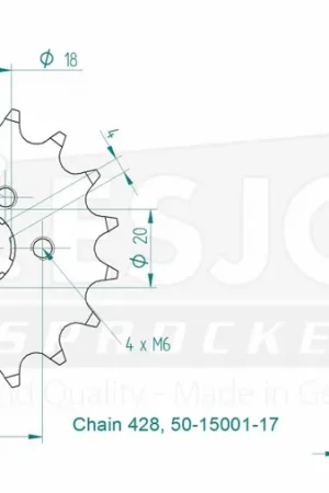 Koop Online ESJOT - FRONT 17T, 428 - Sprockets - 17T, 428