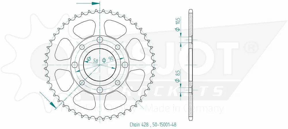 ESJOT - REAR STEEL 48T, 428 - Sprockets - Duurzaam Staal Lage Prijs