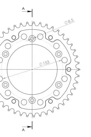 SUPERSPROX - REAR STEALTH 43T - Sprockets - Rood 520 Fabrieksprijs