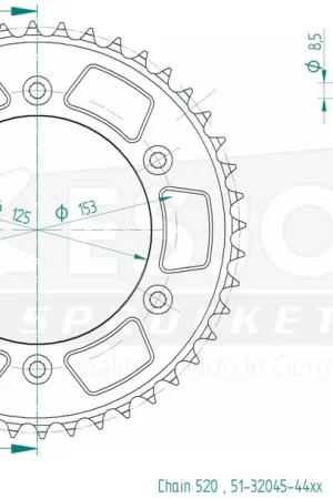 ESJOT - REAR ALU 44T, 520 - Sprockets - Aluminium 44T Modern
