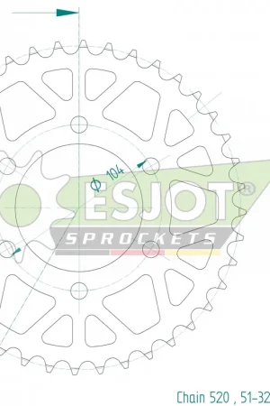 ESJOT - REAR ALU 40T, 520 - Sprockets - Compatibel met Kawasaki Korting