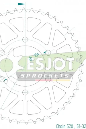 Garantie Inbegrepen ESJOT - REAR ALU 44T, 520 - Sprockets - Aluminium 44T