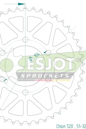 ESJOT - REAR ALU 45T, 520 - Sprockets - Aluminium Plaats Bestelling
