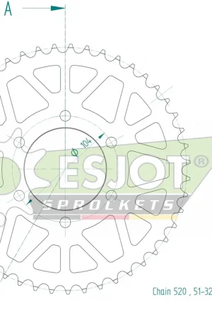 ESJOT - REAR ALU 47T, 520 - Sprockets - Lichtgewicht Aluminium Seizoensaanbieding