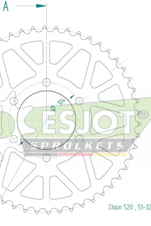 ESJOT - REAR ALU 50T, 520, BLACK - Sprockets - Aluminium Garantie Inbegrepen