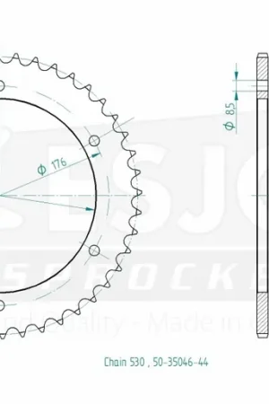 Bulkbestelling ESJOT - REAR STEEL 44T, 530 - Sprockets - Hoge duurzaamheid