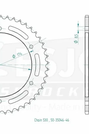 ESJOT - REAR STEEL 46T, 530 - Sprockets - Staal Gereduceerde Prijs