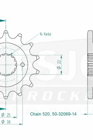 Betaalbaar ESJOT - FRONT 14T, 520 - Sprockets - Geschikt voor diverse Ducati modellen