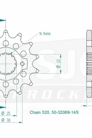 Modern ESJOT - FRONT 14T, LIGHT, 520 - Sprockets - Compatibel met Ducati