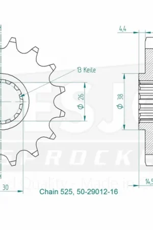 ESJOT - FRONT 16T, 525 - Sprockets - Compatibiliteit met Honda Alleen Vandaag