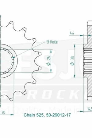 ESJOT - FRONT 17T, 525 - Sprockets - Compatible with Honda Groothandel