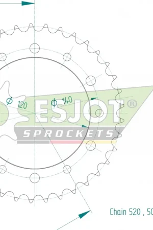 Nieuwe Collectie ESJOT - REAR STEEL 37T, 520 - Sprockets - Compatibel met Kawasaki