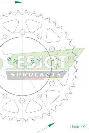 Flitsaanbieding ESJOT - REAR STEEL 44T, 520 - Sprockets - Compatibel met Kawasaki