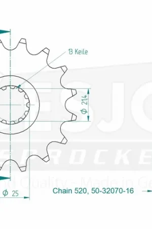 ESJOT - FRONT 16T, 520 - Sprockets - Compatibel met meerdere Kawasaki modellen Wereldwijde Verzending