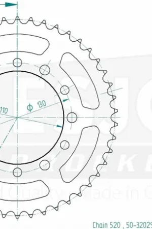 ESJOT - REAR STEEL 46T, 520 - Sprockets - Geschikt voor Kawasaki en Yamaha Geld-Terug-Garantie