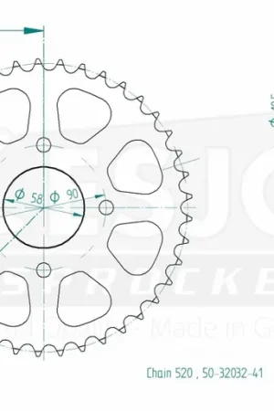 ESJOT - REAR STEEL 41T, 520 - Sprockets - Geschikt voor Honda en Suzuki Exclusief