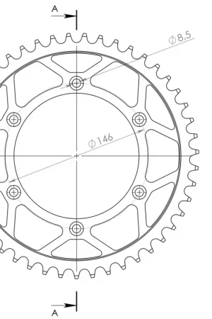 SUPERSPROX - REAR STEEL 47T, BLACK, 520 - Sprockets - Compatibel met Suzuki Koop Online