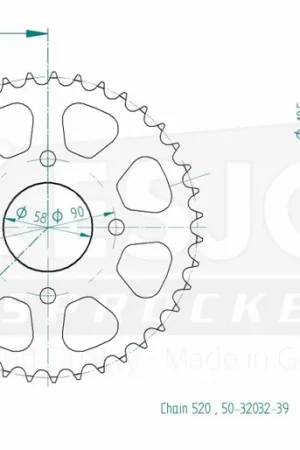 Luxe ESJOT - REAR STEEL 39T, 520 - Sprockets - Geschikt voor Honda en Suzuki