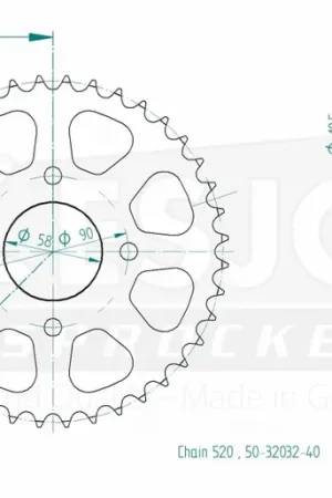 ESJOT - REAR STEEL 40T, 520 - Sprockets - Compatibel met Suzuki Drz 400 sm Geld-Terug-Garantie