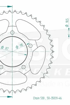 ESJOT - REAR STEEL 46T, 530 - Sprockets - Hoge kwaliteit en compatibiliteit Lage Kosten