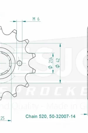 Bestel Nu ESJOT - FRONT 14T, 520 - Sprockets - Compatibel met Yamaha