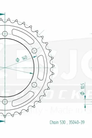 ESJOT - REAR STEEL 39T, 530 - Sprockets - Compatibel met Kawasaki en Suzuki Op = Op