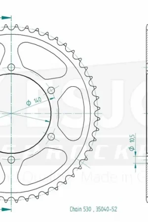 Garantie Inbegrepen ESJOT - REAR STEEL 52T, 530 - Sprockets - Duurzaam en krachtig