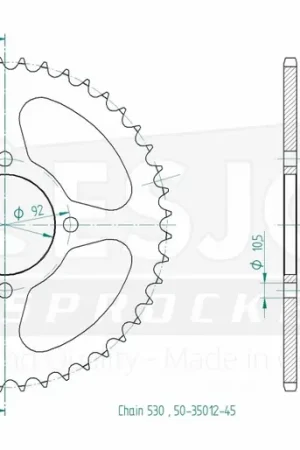 Op = Op ESJOT - REAR STEEL 45T, 530 - Sprockets - Geschikt voor Kawasaki