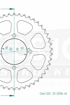 Op = Op ESJOT - REAR STEEL 46T, 520 - Sprockets - Geschikt voor Suzuki