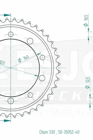 ESJOT - REAR STEEL 40T, 530 - Sprockets - Geschikt voor diverse Suzuki en Triumph modellen Modern