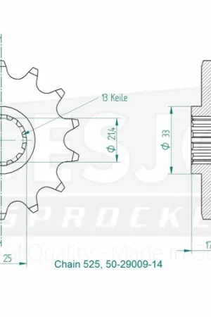 ESJOT - FRONT 14T, 525 - Sprockets - 14T, 525 Betaalbaar